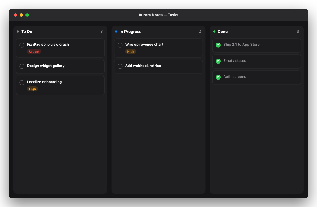 Kanban tasks